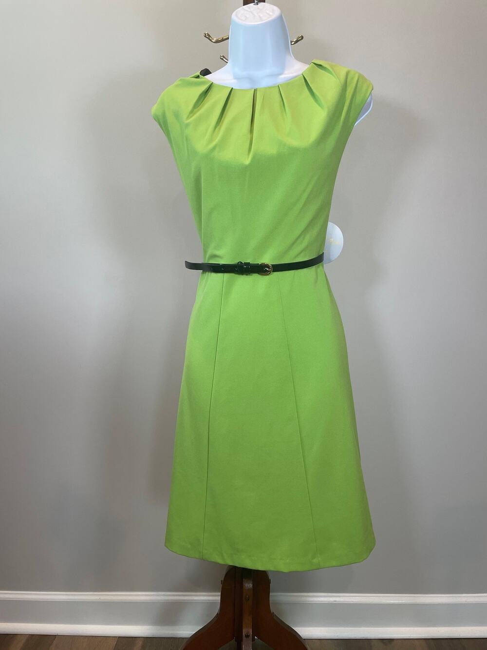 Emma & Michele Belted Dress Size 10 Chartreuse New With Tag